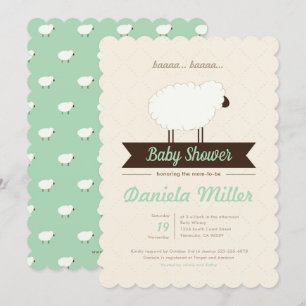 Mint Little Lamb Gender Neutral Baby Dusche Einladung