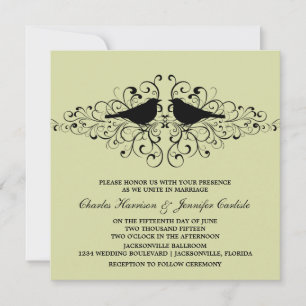 Mint Love Bird Wirbel Hochzeit Einladung