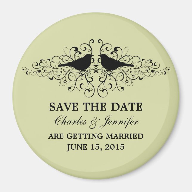 Mint Love Bird Wirbel speichern das Date Magnet (Vorne)