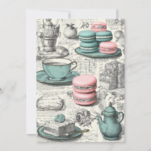 Mint & Macarons | Pastel Delight Einladung (Vorderseite)