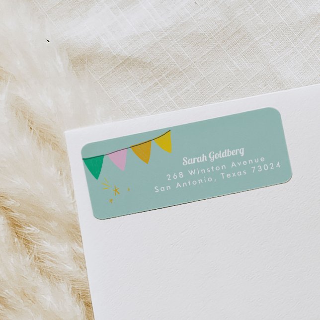 Mint Magic Show Rücksendeadressen-Aufklebers (Mint kids party banner return address labels.)