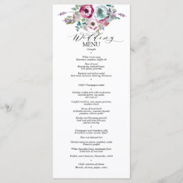 Mint & Mauve Floral Watercolor Hochzeit Menükarte