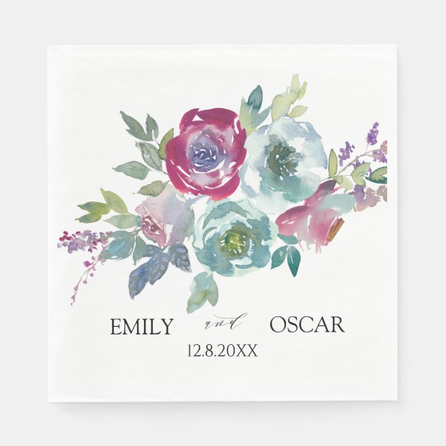 Mint & Mauve personalisierte Hochzeit Serviette (Vorderseite)