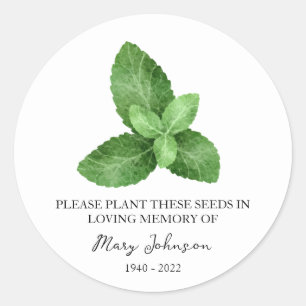 Mint Memorial Beerdigung Seed Packet Runder Aufkleber