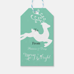 Mint Merry Bright Christmas Reindeer Geschenkanhänger