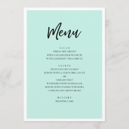 Mint moderne Hochzeit. Einfache minimalistische Sc Menükarte
