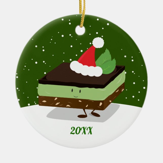 Mint Nanaimo Bar Weihnachtsmannmütze Jahr Weihnach Keramik Ornament (Vorne)