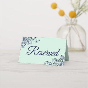 Mint & Navy Blue Elegant Frilly Wedding vorbehalte Platzkarte