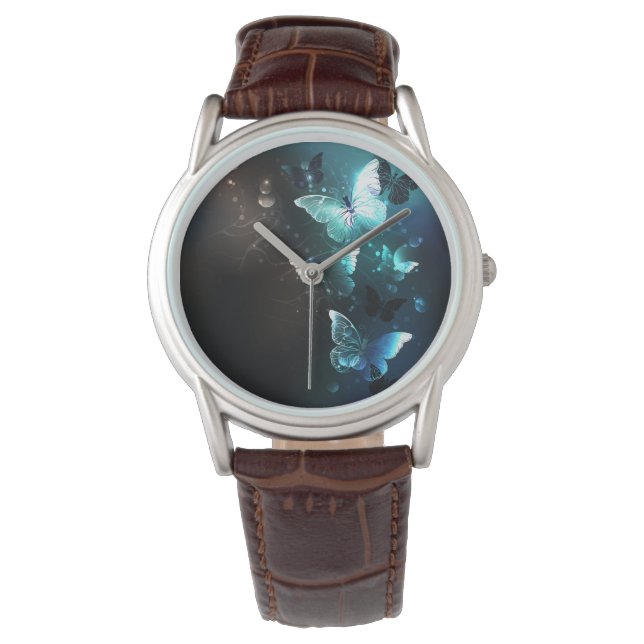 Mint-Night-Schmetterlinge Armbanduhr (Vorderseite)
