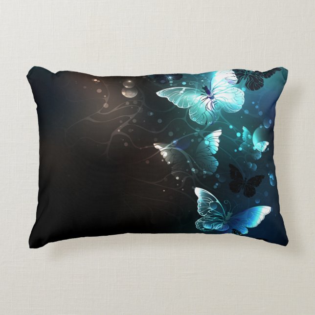 Mint-Night-Schmetterlinge Dekokissen (Vorderseite)