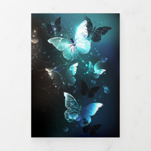 Mint-Night-Schmetterlinge Dreifach Gefaltete Karte