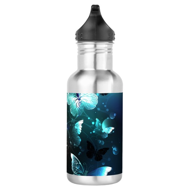 Mint-Night-Schmetterlinge Edelstahlflasche (Rechts)