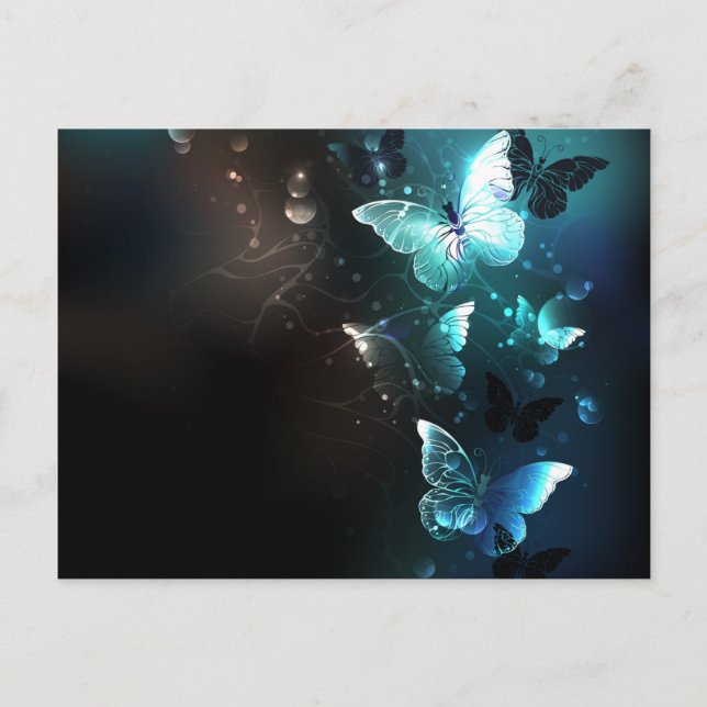 Mint-Night-Schmetterlinge Einladungspostkarte (Vorderseite)