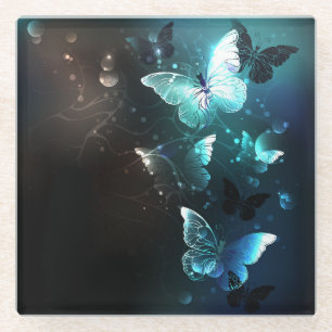 Mint-Night-Schmetterlinge Glasuntersetzer