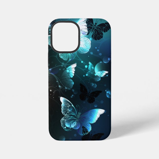 Mint-Night-Schmetterlinge iPhone 12 Mini Hülle (Rückseite)