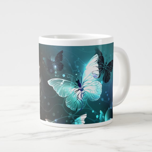 Mint-Night-Schmetterlinge Jumbo-Tasse (Vorderseite Rechts)