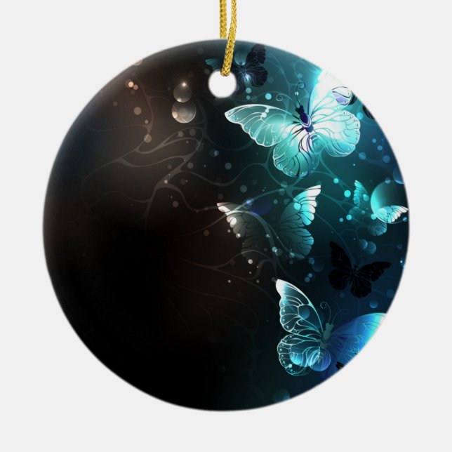 Mint-Night-Schmetterlinge Keramik Ornament (Vorne)