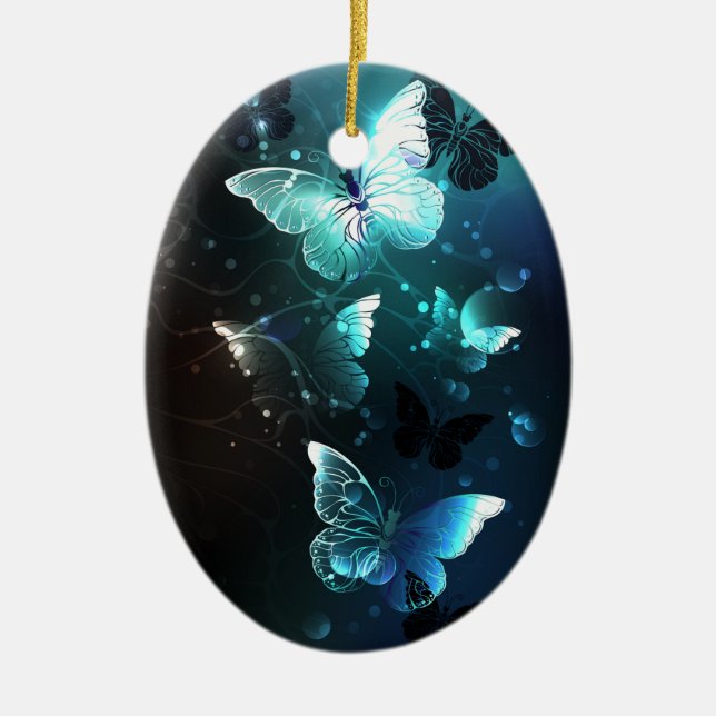 Mint-Night-Schmetterlinge Keramik Ornament (Vorne)