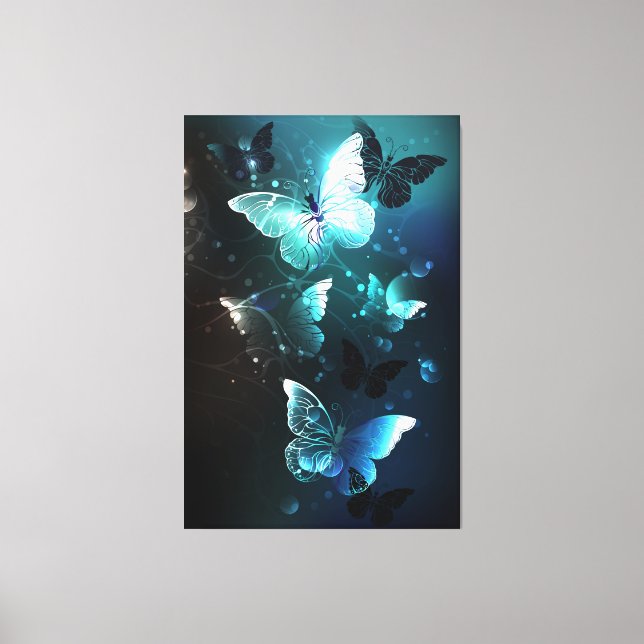 Mint-Night-Schmetterlinge Leinwanddruck (Vorderseite)