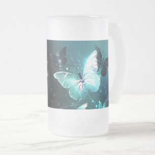 Mint-Night-Schmetterlinge Mattglas Bierglas