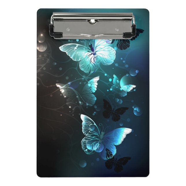 Mint-Night-Schmetterlinge Mini Klemmbrett (Vorderseite)