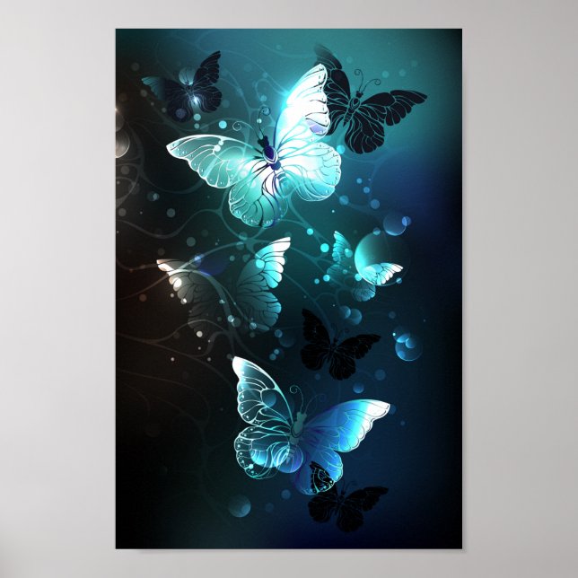 Mint-Night-Schmetterlinge Poster (Vorne)