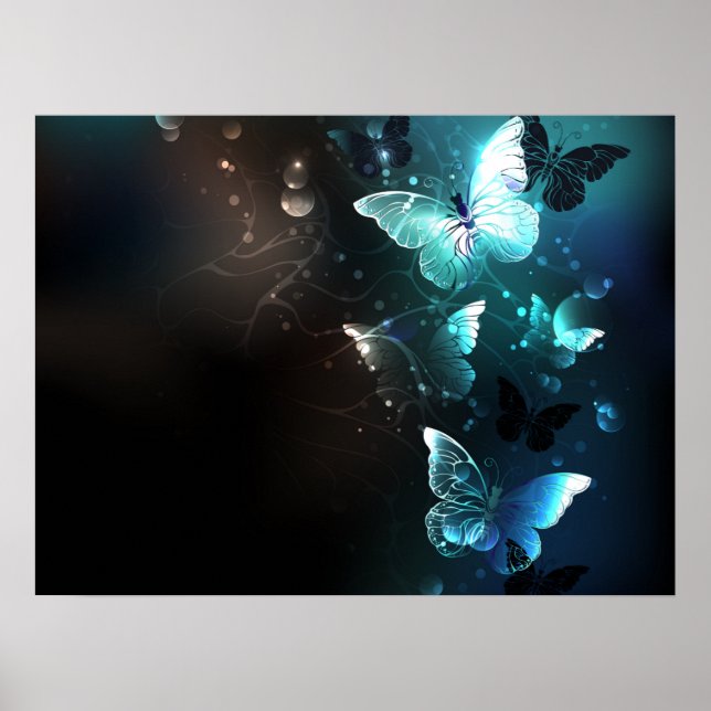 Mint-Night-Schmetterlinge Poster (Vorne)
