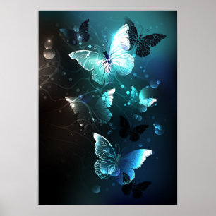 Mint-Night-Schmetterlinge Poster