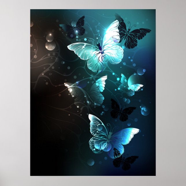 Mint-Night-Schmetterlinge Poster (Vorne)