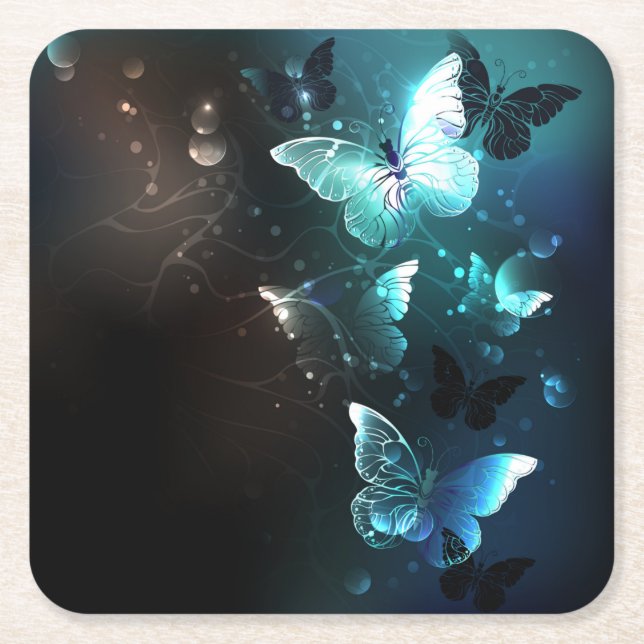 Mint-Night-Schmetterlinge Rechteckiger Pappuntersetzer (Vorderseite)