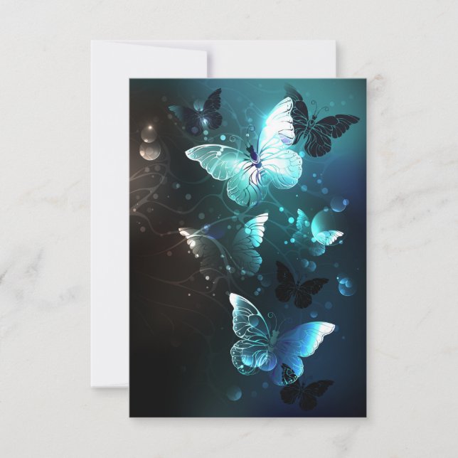 Mint-Night-Schmetterlinge RSVP Karte (Vorderseite)