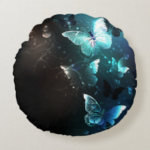 Mint-Night-Schmetterlinge Rundes Kissen