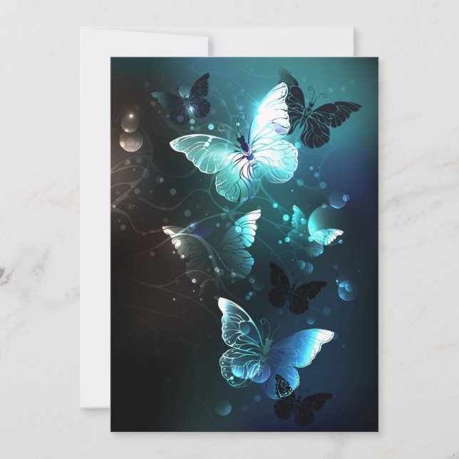 Mint-Night-Schmetterlinge Save The Date (Vorderseite)