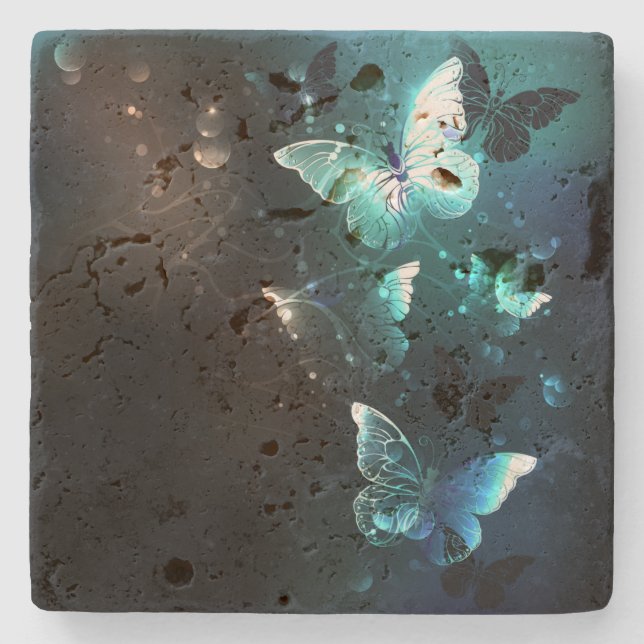 Mint-Night-Schmetterlinge Steinuntersetzer (Vorderseite)