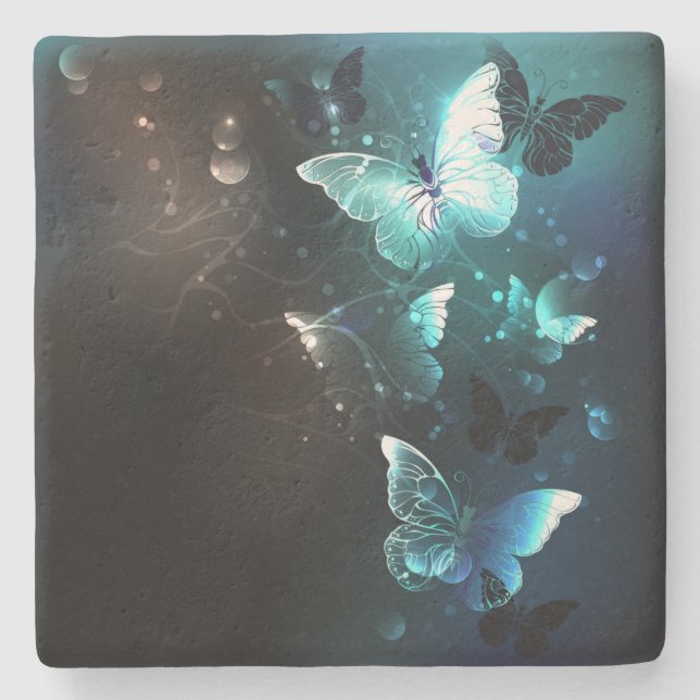 Mint-Night-Schmetterlinge Steinuntersetzer (Vorderseite)