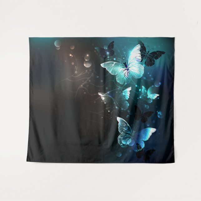 Mint-Night-Schmetterlinge Wandteppich (Vorderseite (Horizontal))
