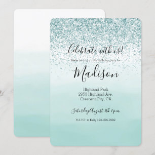 Mint Ombre Glitzer Einladung