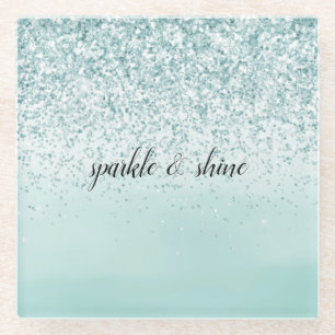 Mint Ombre Glitzer personalisiert Glasuntersetzer