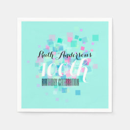 Mint Pastel Colors 100. Geburtstagsparty P Napkin Serviette