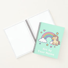 Mint Pastel Unicorn Rainbow Personalized Notizbuch
