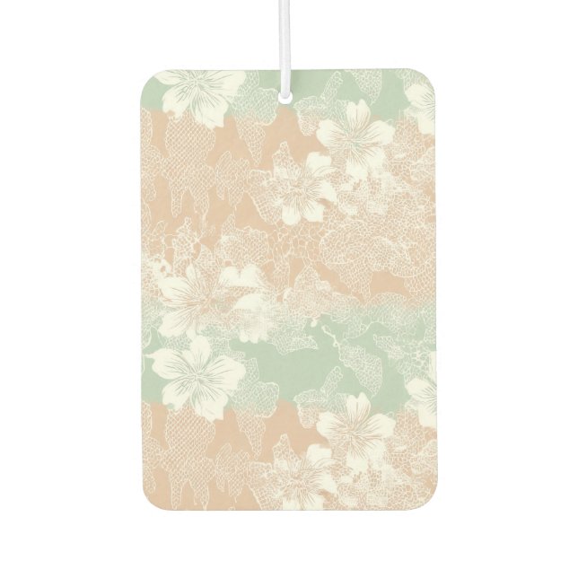 Mint Peach Floral Pastel Lace  Autolufterfrischer (Vorderseite)
