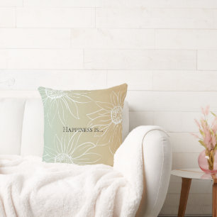 Mint Peach White Daisies Floral Kissen