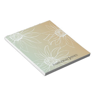 Mint Peach White Daisies Floral Notizblock