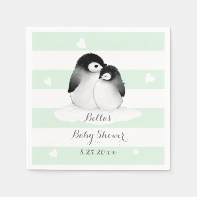 Mint Penguin Paper Napkins Serviette (Vorderseite)