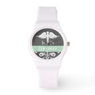 MINT PERSONALISIERT NURSE RN CADUCEUS CHALKBOARD ARMBANDUHR