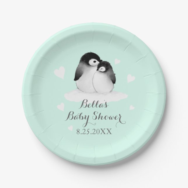 Mint Pinguin Paper Plate Pappteller (Vorderseite)