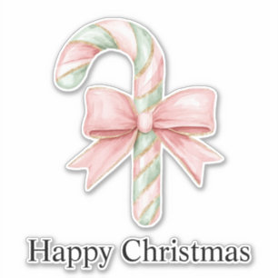 Mint Pink Gold Candy Cane Bow Weihnachten Aufkleber