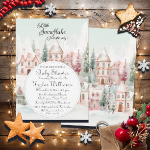 Mint Pink Watercolor Wintermärchendusche Einladung