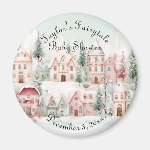 Mint Pink Watercolor Wintermärchendusche Magnet