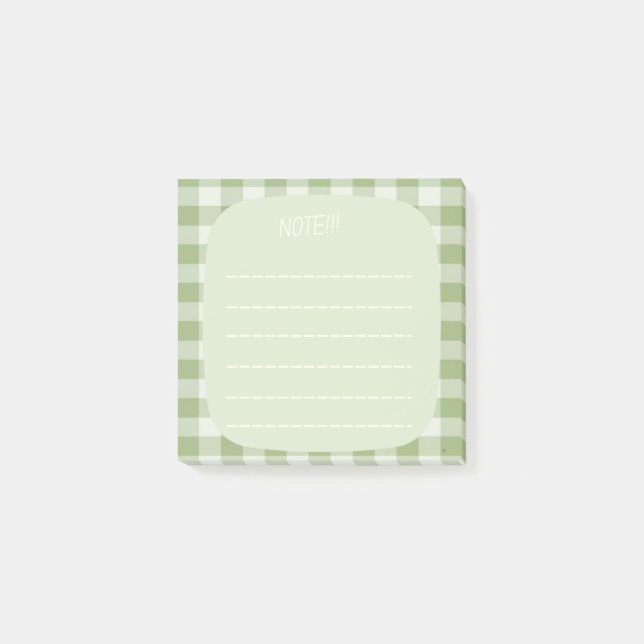 Mint Plaid Note Design Post-it Klebezettel (Vorderseite)